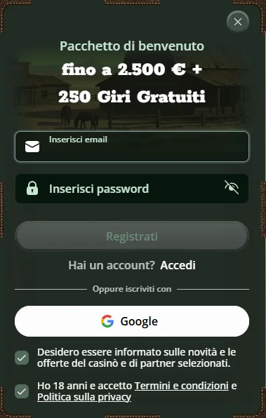 Registrazione su Cowboyspin Casino — Crea il Tuo Account